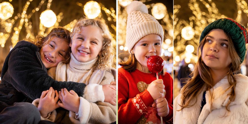 Children enjoying the festive lights in Palma, Mallorca.